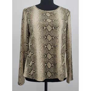 Rafaella Womens Long Sleeve SnakePrint Top M Office Career Minimalist Whimsigoth